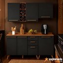 Ver imagem 2 de Armário de Cozinha Completa com Adega 6 Portas 3 Gavetas Favorita Natura / Preto