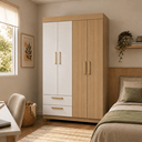Ver imagem 2 de Guarda-Roupa 4 Portas e 2 Gavetas Smart Freijó/Branco
