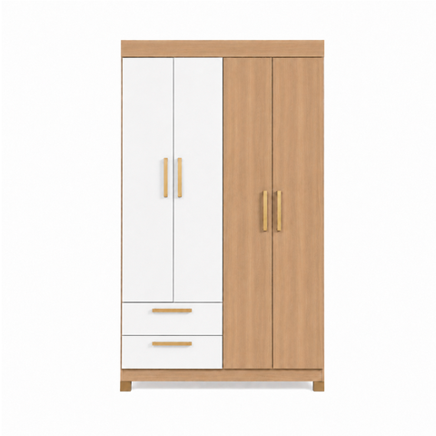 Guarda-Roupa 4 Portas e 2 Gavetas Smart Freijó/Branco