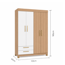 Ver imagem 4 de Guarda-Roupa 4 Portas e 2 Gavetas Smart Freijó/Branco