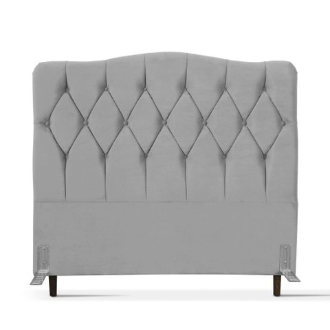 Cabeceira de Cama Box Queen 158 Cm Varsóvia Suede Veludo Cinza Claro