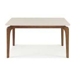 Mesa de Jantar 8 Lugares 2mx1m Cirrus Tampo com Vidro - Base Madeira Maciça - Off White - 1