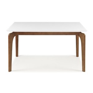 Mesa de Jantar 8 lugares 2m Cirrus Tampo com Vidro - Base Madeira Maciça - Branco