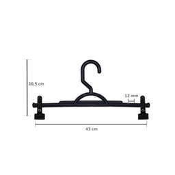 Kit com 25 Cabides de Plástico Preto com Presilhas – Ideal para Saias, Shorts e Camisetas - 2