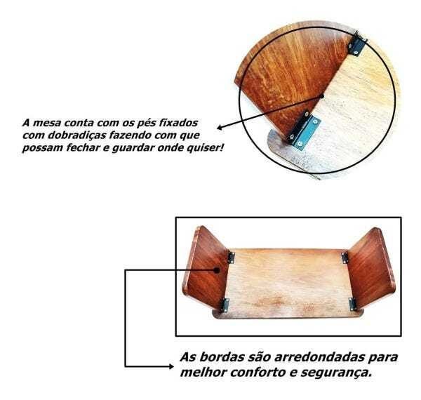 Suporte Mesa Multiuso de Notebook e Alimentação de Madeira Maciça de Cama - 5