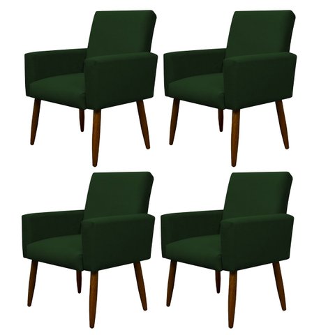 Kit 4 Poltronas Decorativa Sala e Quarto Nina Suede Herrero:verde