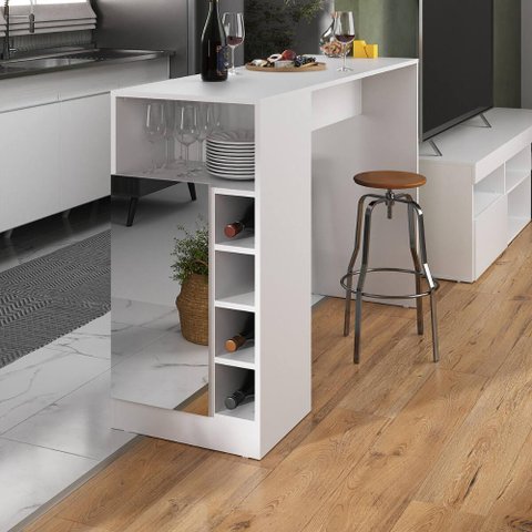 Bancada Balcão/mesa de Cozinha com Adega 1 Porta e Espelho Multimóveis Mp2248