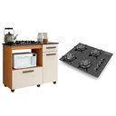 Ver imagem 1 de Kit Balcão para Cooktop Cozinha Kaiki Violeta Nature Off White com Fogão Cooktop Chef 4 Bocas Ultra