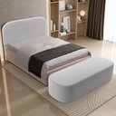 Ver imagem 6 de Cabeceira Cama Box Casal 160cm Lanna com Puff Recamier Doha W01 Bouclê Cinza - Lyam Decor