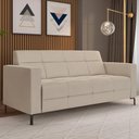 Ver imagem 2 de Sofá 3 Lugares Sala Living Industrial 180cm Senna K01 Veludo Bege - Lyam Decor