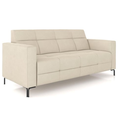 Sofá 3 Lugares Sala Living Industrial 180cm Senna K01 Veludo Bege - Lyam Decor