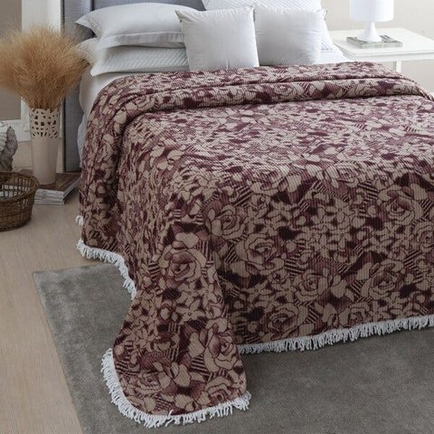 Colcha Casal Chenille Canelada Jolitex Valentina Vinho