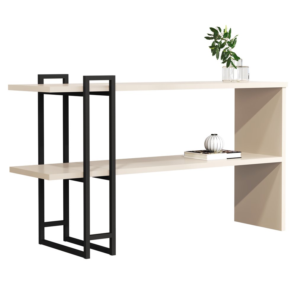 Aparador Industrial Prateleira Decoração Sala Escrivaninha Mesa Estudo Quarto Pérola/preto - Rpm