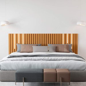 Cabeceira Ripada Suspensa King Size com Led Nature Maracá Jb Bechara