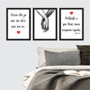 Ver imagem 5 de Kit 3 quadros decorativos com molduras casal Médio - O que Deus uniu