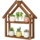 Ver imagem 2 de Suporte de Plantas de 2 Níveis para Peitoril de Janela, Prateleira de Madeira Pequena para Plantas