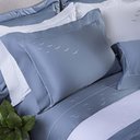 Ver imagem 1 de Jogo de Cama Queen 300 Fios Bordado Gaivota - Casa k Azul/Branco