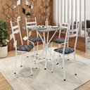 Ver imagem 1 de Conjunto Sala de Jantar Mesa Quadrada 70cm Tampo Granito com 4 Cadeiras Milla Branco/Mosaico Silver/Ocre