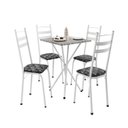 Ver imagem 2 de Conjunto Sala de Jantar Mesa Quadrada 70cm Tampo Granito com 4 Cadeiras Milla Branco/Mosaico Silver/Ocre