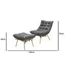 Ver imagem 3 de Poltrona Decorativa Costela com Puff Adão Dourado Grafite