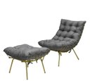 Ver imagem 2 de Poltrona Decorativa Costela com Puff Adão Dourado Grafite