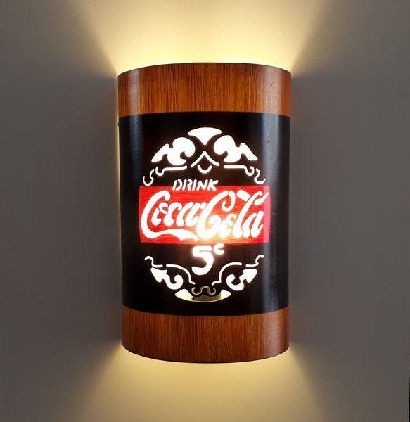 Luminária Arandela de parede Bar Coca Cola