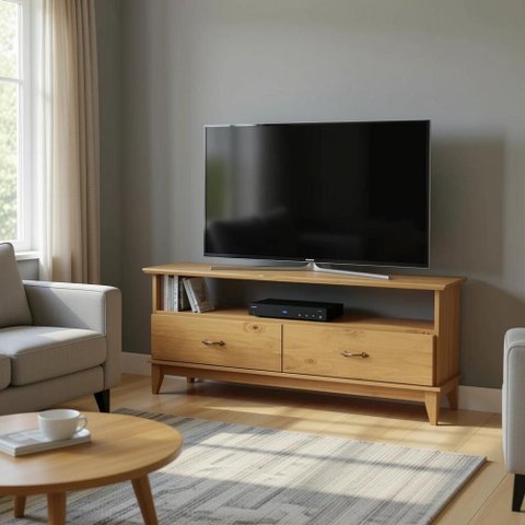 Rack para Tv até 55 Polegadas 2 Gavetas em Madeira Maciça