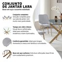 Ver imagem 2 de Conjunto Mesa de Jantar Lara 120cm Vidro Redondo Aço Carbono Bronze 4 Cadeiras em Linho Cinza