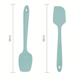 Kit Espátulas Silicone Profissional Com Pegador Inox Verde - 2