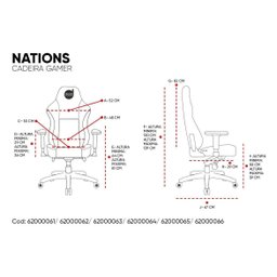 Cadeira Gamer Dazz Nations Coreia Do Sul com Apoio de Braços/Branco/Vermelho - 3
