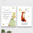 Ver imagem 2 de Kit 2 Quadros Pequeno Príncipe Aquarela 24x18cm - com vidro:Madeira preta