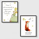 Ver imagem 1 de Kit 2 Quadros Pequeno Príncipe Aquarela 24x18cm - com vidro:Madeira preta