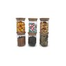 Jogo de 6 Potes Herméticos de Vidro Tampa de Bambu - 250 ml - 1