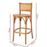 Banqueta Pamela Madeira Maciça Verniz Encosto Rattan Natural - 3
