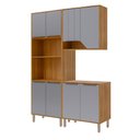 Ver imagem 1 de Armário de Cozinha Celeste com Torre Quente 150 Cm 8 Portas Cinamomo/platina