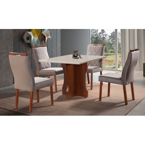 Sala de Jantar Completa com 4 Cadeiras MDF Laminado 1,0x1,0m - Bella - Art Salas