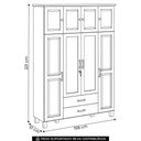 Ver imagem 4 de Guarda Roupa Casal 158cm 8 Portas Madeira Maciça Lone Castanho F07 - Mpozenato