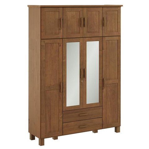 Guarda Roupa Casal 158cm 8 Portas Madeira Maciça Lone Castanho F07 - Mpozenato
