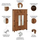 Ver imagem 3 de Guarda Roupa Casal 158cm 8 Portas Madeira Maciça Lone Castanho F07 - Mpozenato