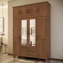 Ver imagem 2 de Guarda Roupa Casal 158cm 8 Portas Madeira Maciça Lone Castanho F07 - Mpozenato