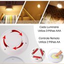 Ver imagem 6 de Kit 6 Luminária Lâmpada Led Spot sem Fio Controle Remoto