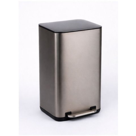 Lixeira Inox 30L Grafite Lixo Pedal Compacta Lixo Anti Odor