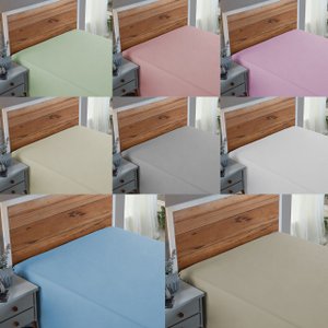 Lençol de Algodão 200 Fios Queen Toque Macio Roupa de Cama Box sem Elástico:cinza