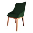 Ver imagem 3 de Kit 8 Cadeiras de Jantar Luxo Estofada Elisa Anatômica Veludo Verde Base Madeira Maciça Mel
