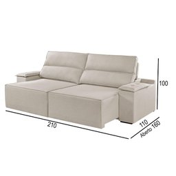 Sofá 2 Lugares Retrátil e Reclinável Martins M-180 Veludo Creme - 3