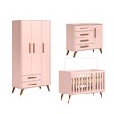 Ver imagem 2 de Quarto de Bebê Completo Q Encanto Retrô com Berço Mini Cama Guarda Roupa Cômoda e Colchão Movellu