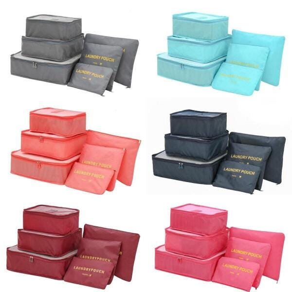 Conjunto Com 6 Bolsa Mala De Viagem Organizar Kit Necessaire - 1