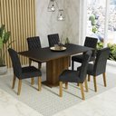 Ver imagem 1 de Conjunto Sala de Jantar Mesa Tampo de Madeira 6 Cadeiras Rustic/preto/oxford Hanna Madesa