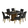 Conjunto Sala de Jantar Mesa Tampo de Madeira 6 Cadeiras Rustic/preto/oxford Hanna Madesa - 2