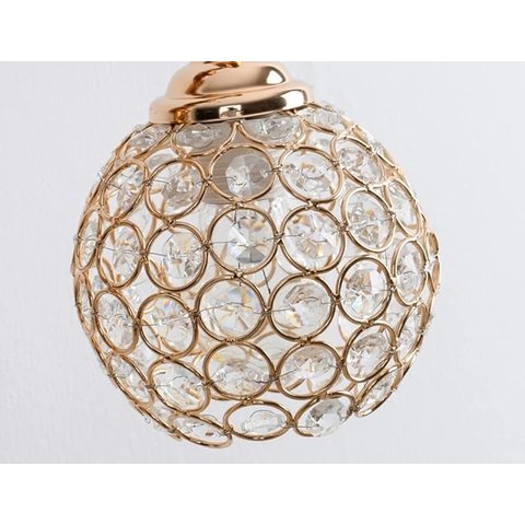 Pendente Globo Ouro Rosé Metal e Cristal 1g9 12cm